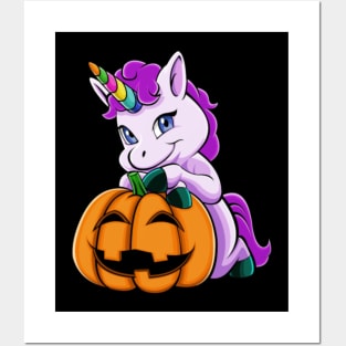 Halloween Unicorn Pumpkin Posters and Art